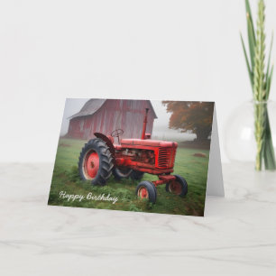Oud Rood Boerderij Tractor voor Verjaardag Kaart