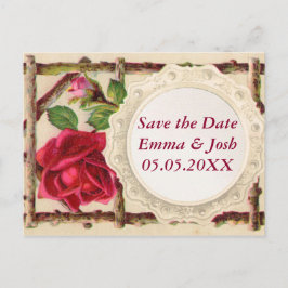  oud roos rustiek Victoriaans Antiek Aankondigingskaart
