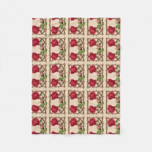  oud roos rustiek Victoriaans Antiek Fleece Deken (Voorkant)