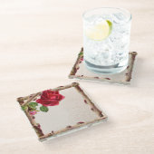  oud roos rustiek Victoriaans Antiek Glazen Onderzetter (Schuin)