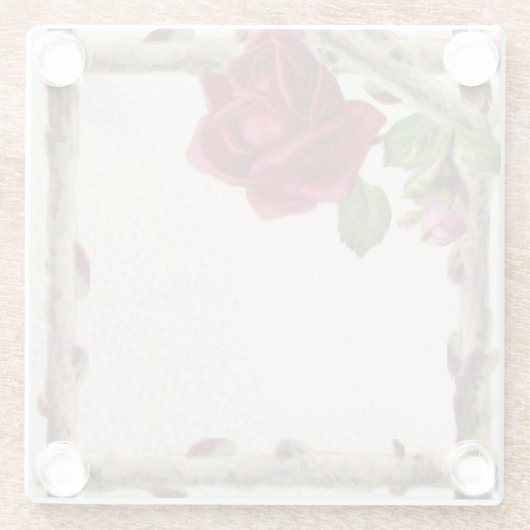  oud roos rustiek Victoriaans Antiek Glazen Onderzetter (Achterkant)