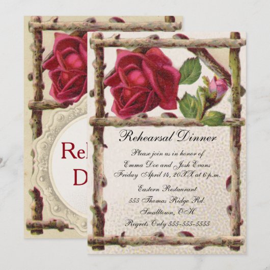  oud roos rustiek Victoriaans Antiek Kaart (Voorkant / Achterkant)