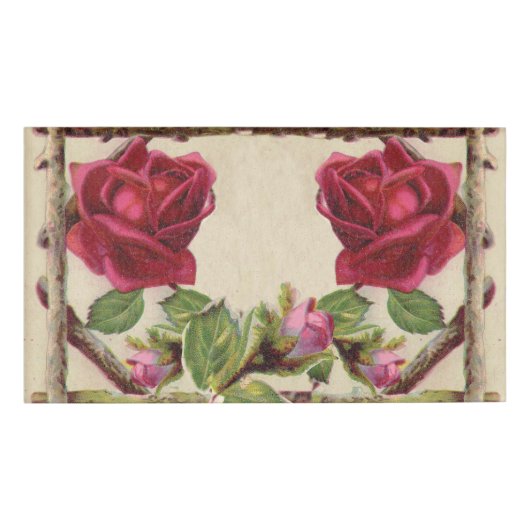  oud roos rustiek Victoriaans Antiek Naambadge (Voorkant)