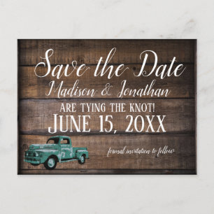  oud Rustic Wedding met Truck Save the Date Briefkaart