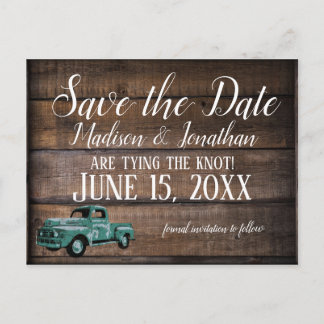  oud Rustic Wedding met Truck Save the Date Briefkaart