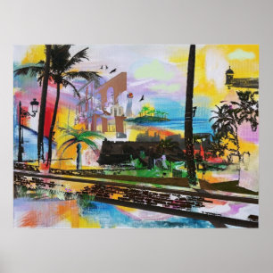 Oud San Juan, Puerto Rico - kunstwerk collage Poster