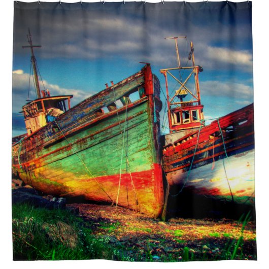 Oud scheepswrak douchegordijn (Voorkant)