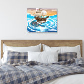 Oud schip dat in een Whirlpool valt Canvas Afdruk (Insitu (Slaapkamer))