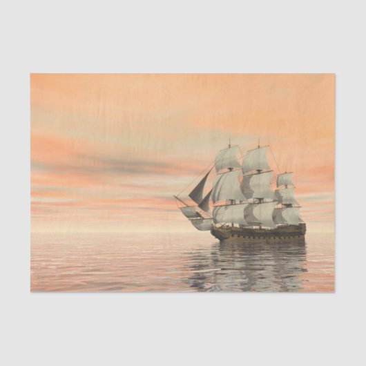 Oud schip door zonsondergang - 3D rendering Tissuepapier (Voorkant)