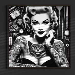 Oud-school alternatieve getatoeëerde vrouw poster