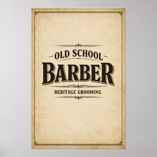 Oud School Barbierserfgoed Typografie Poster