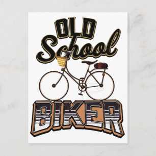 Oud School Biker fietser Briefkaart