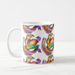 Oud school tattoo in regenboogkleuren koffiemok