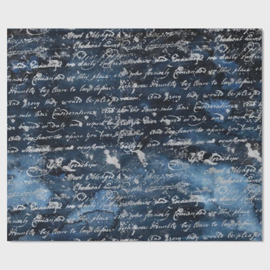 Oud Silver Script Navy Blue Cadeaupapier (Vlak)