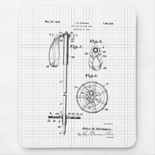 Oud ski-stokpatent muismat (Voorkant)