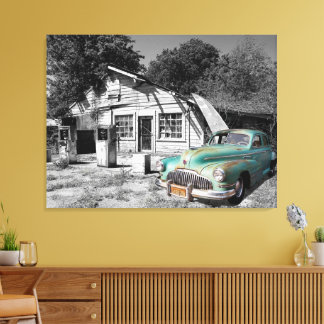 Oud tankstation canvas afdruk