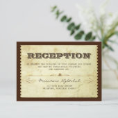 Oud ticket trouwreceptie ontwerp informatiekaartje (Staand voorkant)