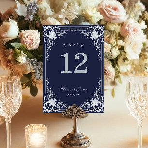 Oud trouwerij marineblauw Victoriaans elegant sier Kaart