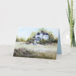 Oud Victoriaans huis met katten rustieke land Kaar Kaart