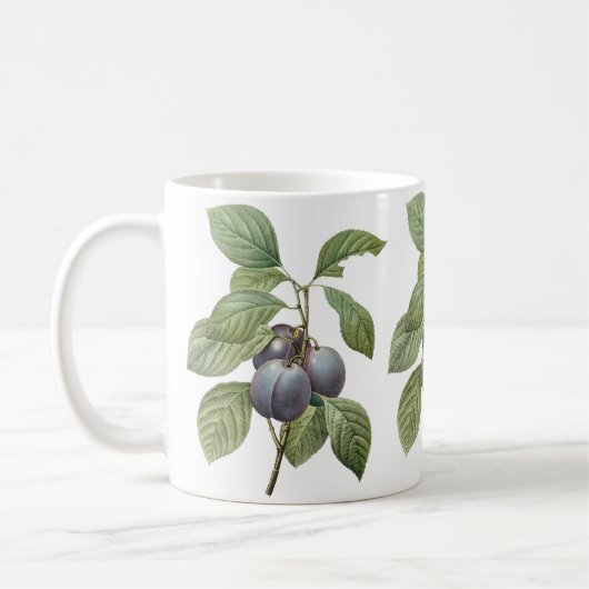 Oud voedsel Fruit, paarse tuinpruimen door Redoute Koffiemok (Links)