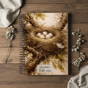 Oud vogelnest met eieren notitieboek