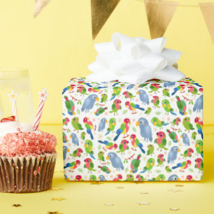 Oud vogelpatroon, kleurrijk parkietpatroon cadeaupapier