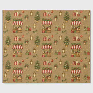 Oud-Wereld Kerstmarkt Warm Taupe Inpakpapier