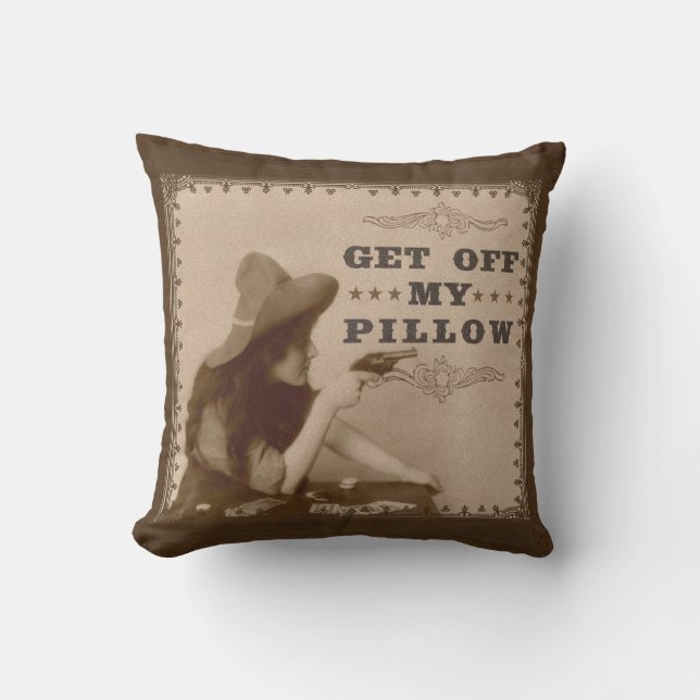  oud West-meisje met Pistool maakt schimmel Kussen (Voorkant)