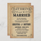 Oud West Poster Style Rustic Wedding Invitations Kaart (Voorkant / Achterkant)