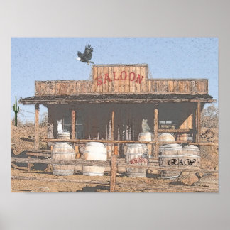 OUD WEST SALOON met een vlot koolstof-effect Poster