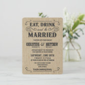 Oud Western Rustic Burlap Wedding Invitations Kaart (Staand voorkant)