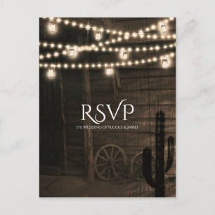 Oud Western Saloon Rustic Wedding RSVP Uitnodiging Briefkaart