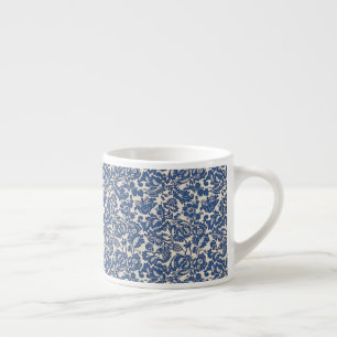 Oud William Morris bloempatroon blauw wit Espresso Kop