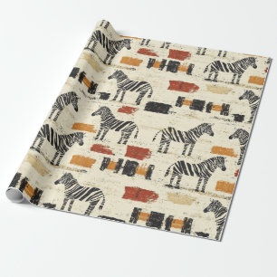 Oud zebra patroon rustieke boho safari print cadeaupapier