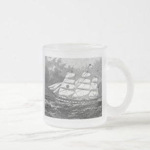 Oud zeilschip matglas koffiemok