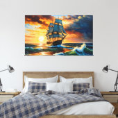 Oud zeilschip op een stormachtig Zee Canvas Afdruk (Insitu (Slaapkamer))
