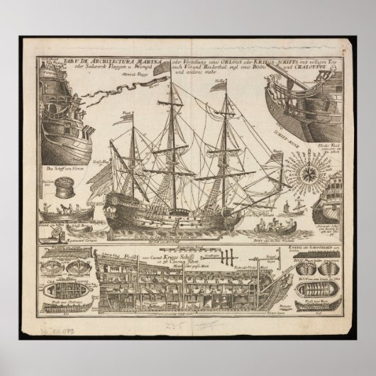 Oud zeilschip Print Poster (Voorkant)