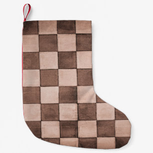 Oud zwart-wit betegeld steenwandtextuur achterzijd kleine kerstsok