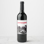 Oud zwart-wit-CONTRABAND zoekautomobiel Wijn Etiket (Voorkant)