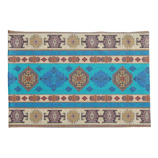 Oudblauw Turks Kilim Tapijt Vloerkleed Kussensloop (Achterkant-Rechts)