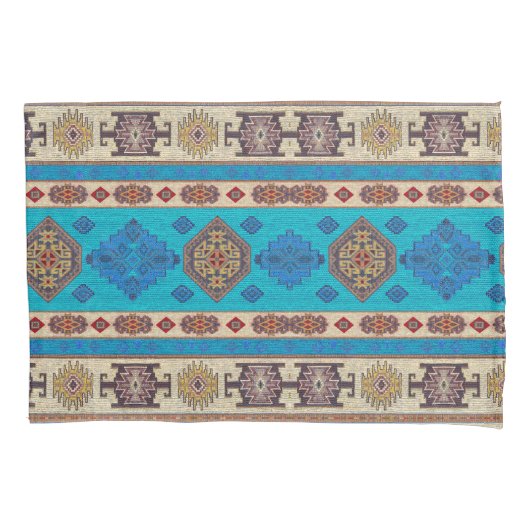 Oudblauw Turks Kilim Tapijt Vloerkleed Kussensloop (Voorkant-Links)