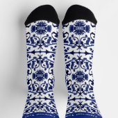Oudblauwe tegel schildering met op maat gemaakte c sokken (Top)
