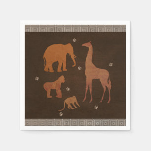 Oudbruine Afrikaanse Safari Jungle Zoo Dieren Servetten