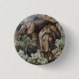 Oude 1900 Boek Afrikaanse Olifanten Notitieboek Ronde Button 3,2 Cm