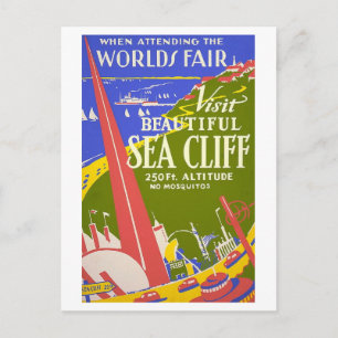 Oude 1939 Sea Cliff, Long Island, Reisposter Briefkaart