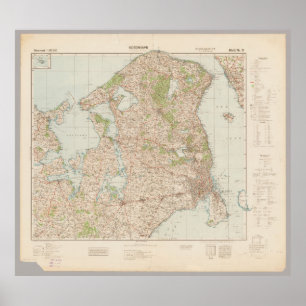 Oude 1941 Kopenhagen Kaart, Denemarken Poster