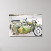 Oude 750B-2 legermotor met zijspan Canvas Afdruk (Voorkant)