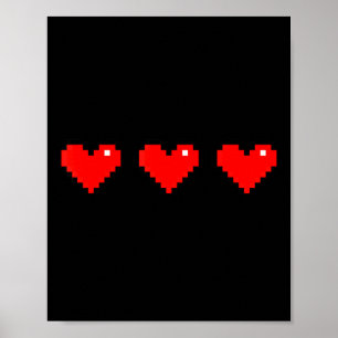 Oude 8 Bit Hart Arcade Retro Xel Gamer Valentijn Poster