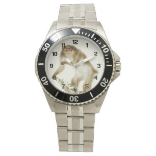 Oude aap met Cherry in het najaar Horloge