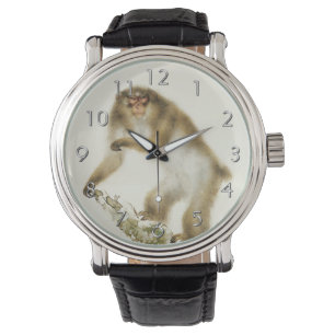 Oude aap met Cherry in het najaar Horloge